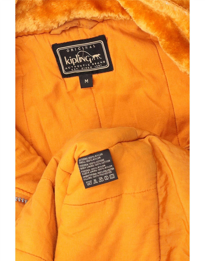 Kipling Dame Hooded Windbreaker Coat UK 14 Medium Gul Nylon