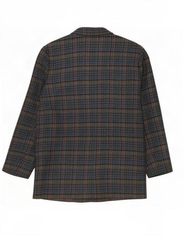 Prisma Womens Relaxed Fit Overfrakke IT 46 Large Blue Check Wool