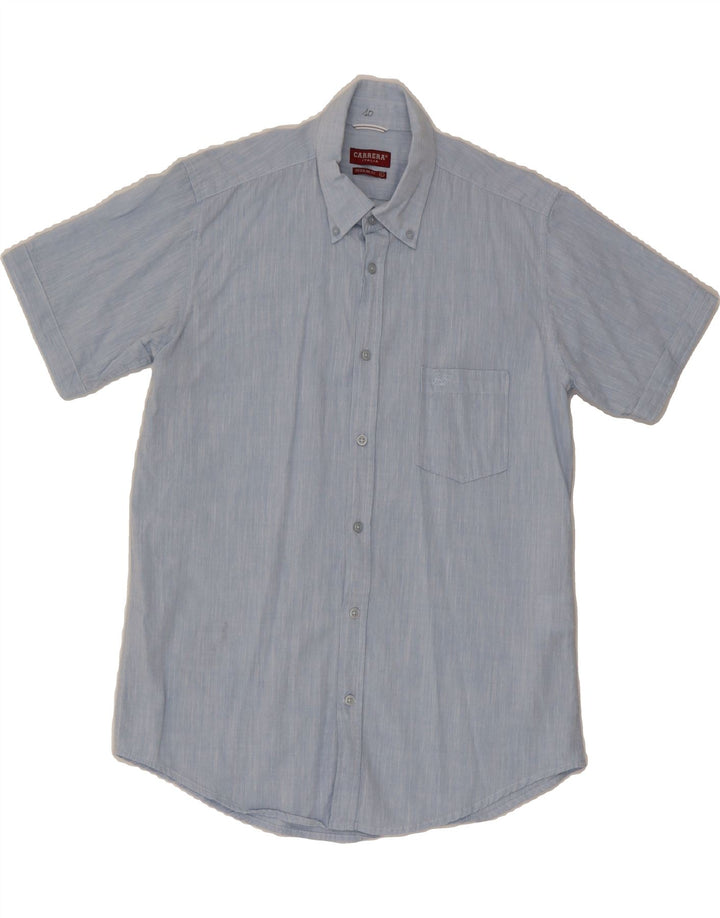 CARRERA Mens Regular Fit Short Sleeve Shirt Large Blue Cotton Vintage Carrera and Second-Hand Carrera from Messina Hembry 