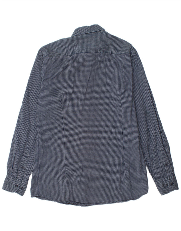 Massimo Dutti herreskjorte medium marineblå ternet bomuld