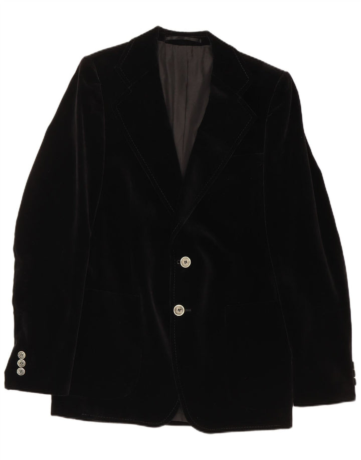 Vintage Herre 2 Button Velvet Blazer Jacket UK 36 Small Black