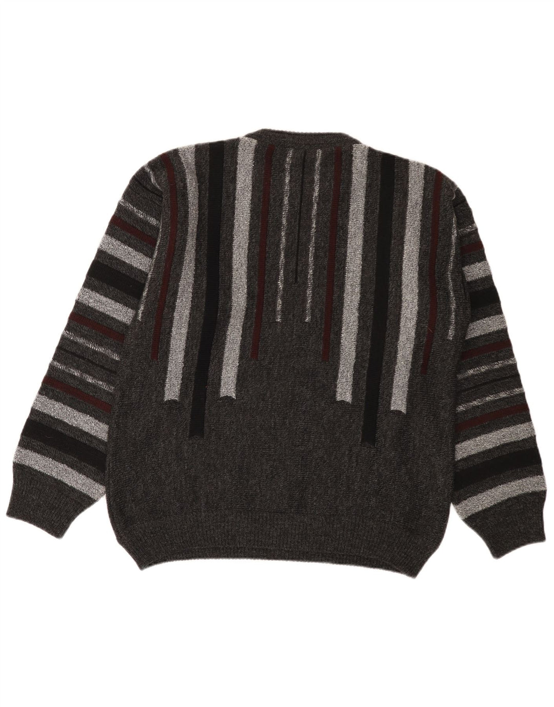 Alessandro Magno Herre Crew Neck Jumper Sweater Medium Grå Stribet Akryl