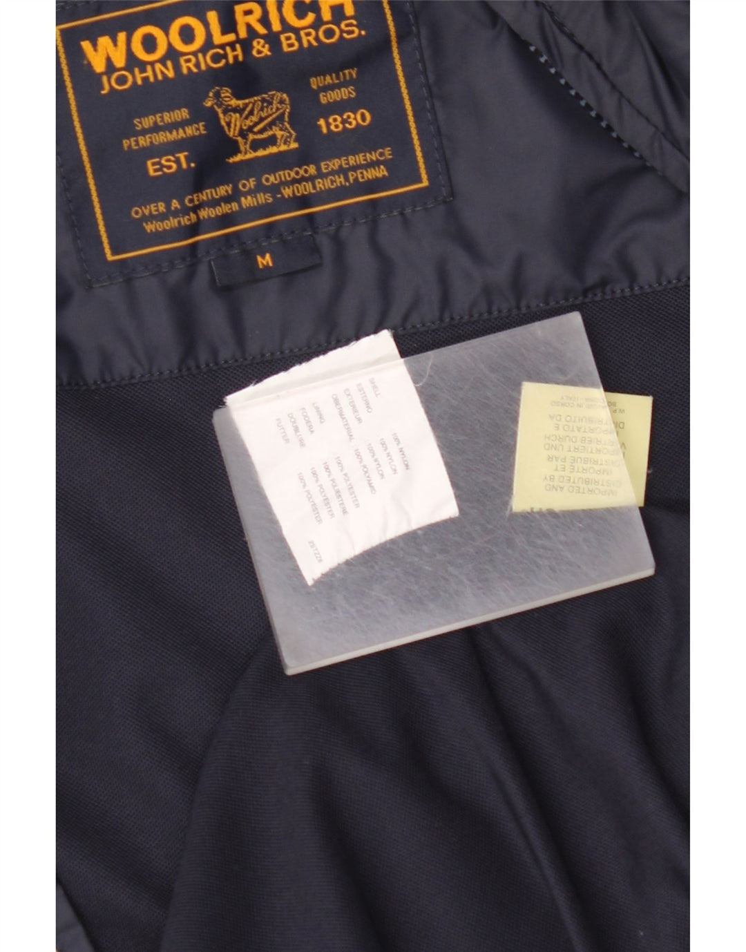 WOOLRICH Grafisk bomberjakke til mænd UK 38 Medium Navyblå nylon