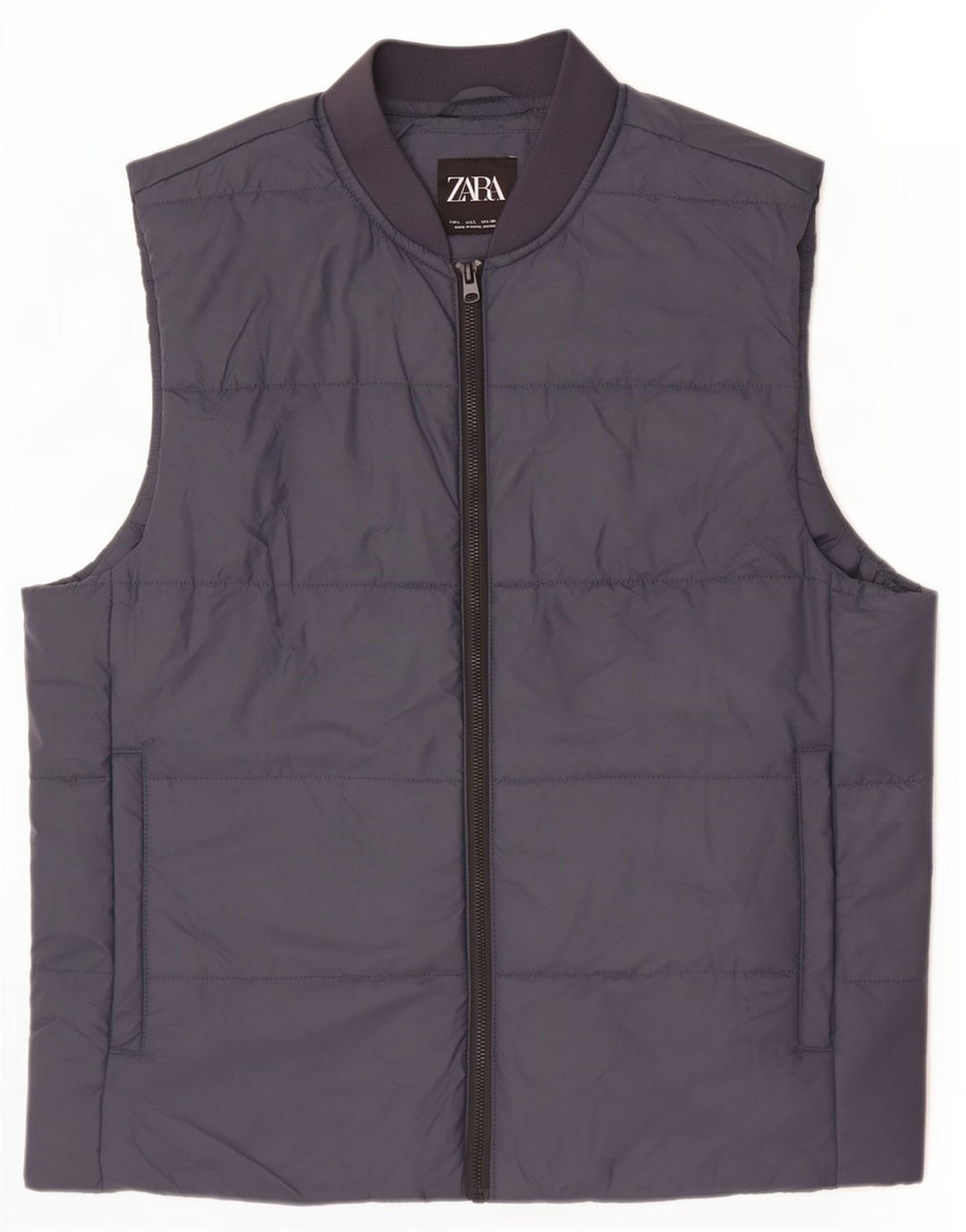 Zara Herre Polstret Gilet UK 40 Large Navy Blue Polyester