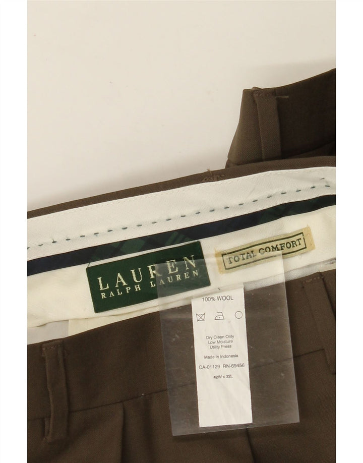 RALPH LAUREN Herre Total Comfort Pegged Suit Bukser W42 L32 Khaki Wool