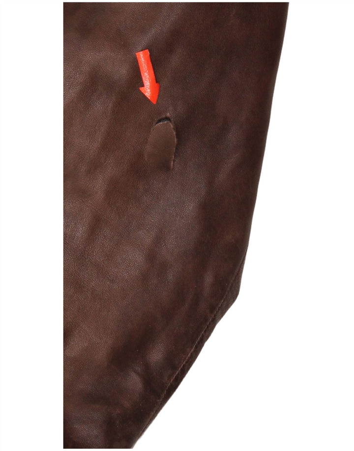 Zen Dame Læder Racer Jakke IT 52 2XL Brun Læder