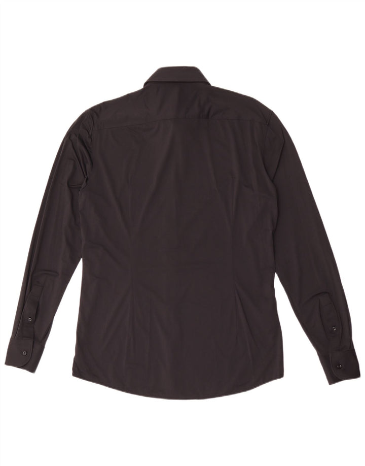 Hugo Boss Herre Slim Fit Skjorte Størrelse 40 Medium Sort Polyamid