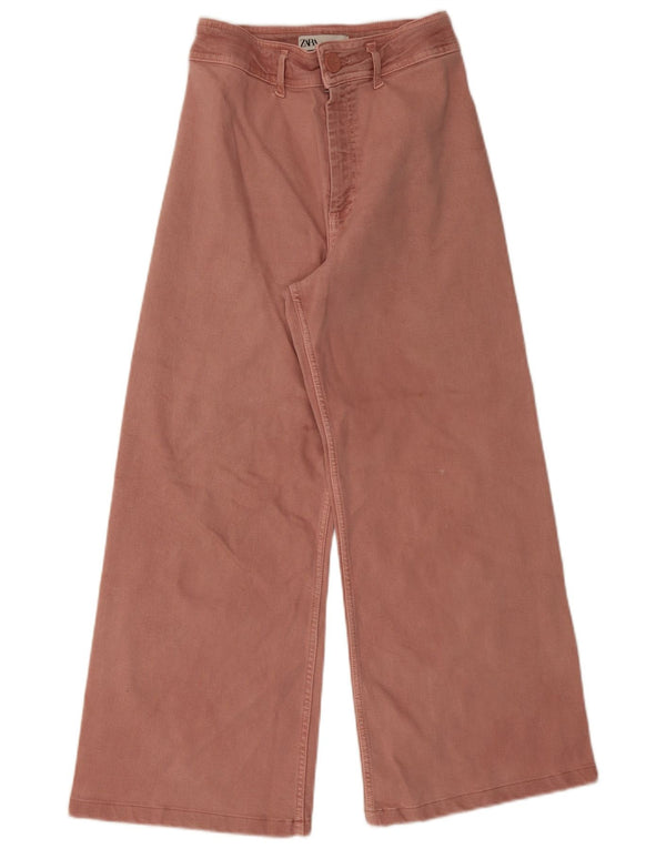 Zara Womens High Rise Wide Leg Jeans EU 38 Small W28 L28 Pink