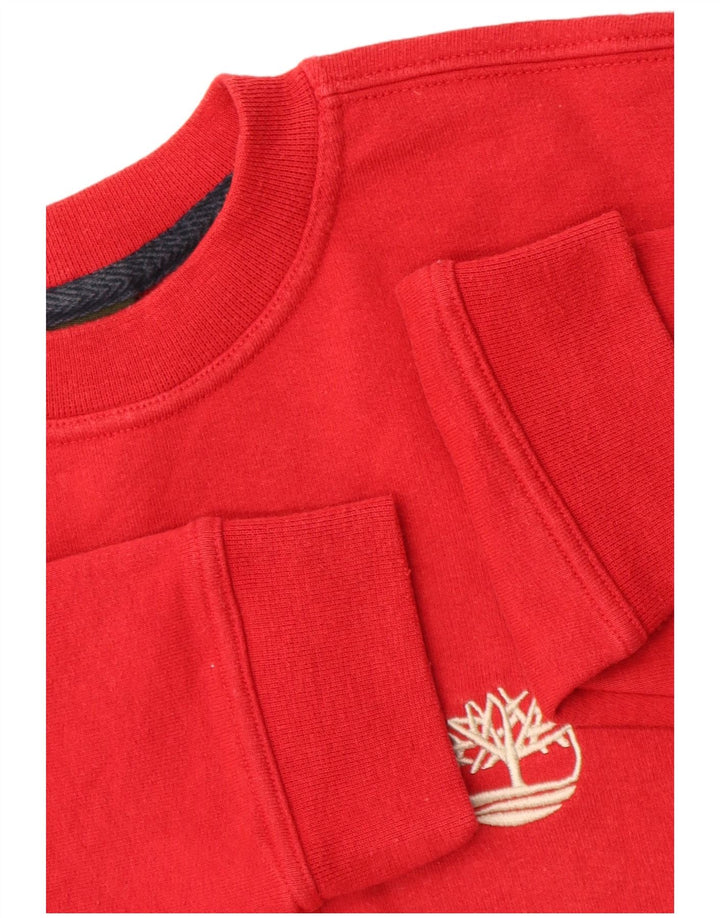 TIMBERLAND Boys Graphic Sweatshirt Jumper 9-10 Years Red Cotton