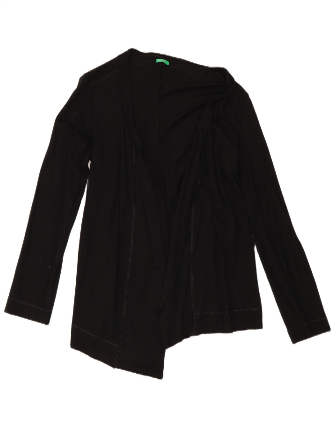 Benetton Dame Asymmetrisk Cardigan Sweater UK 12 Medium Sort