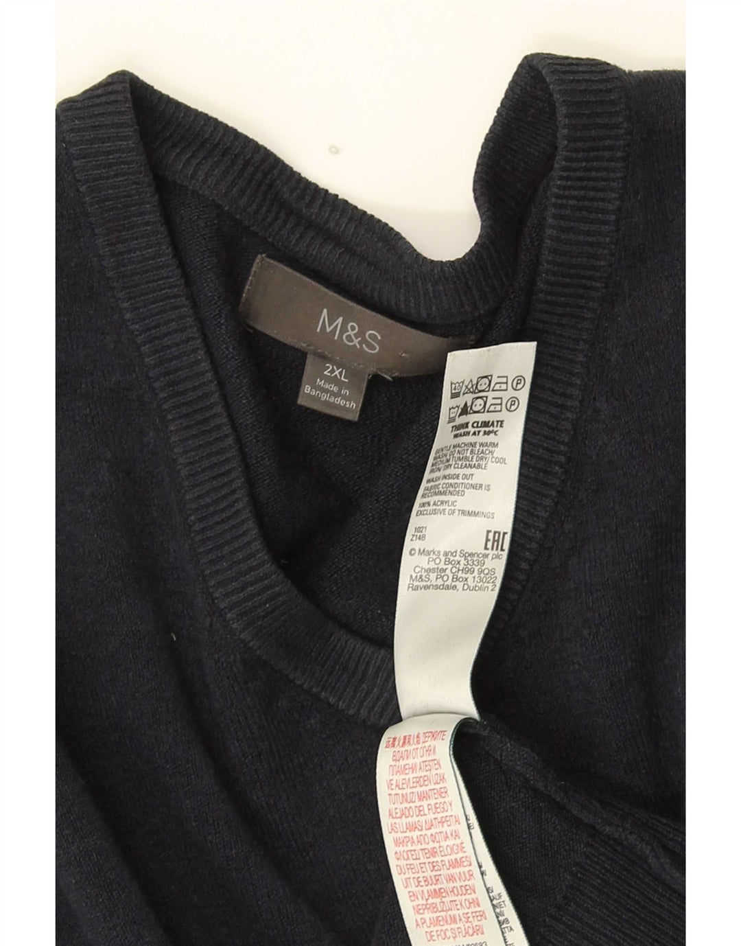 Marks & Spencer Herre V-hals sweater 2XL marineblå akryl