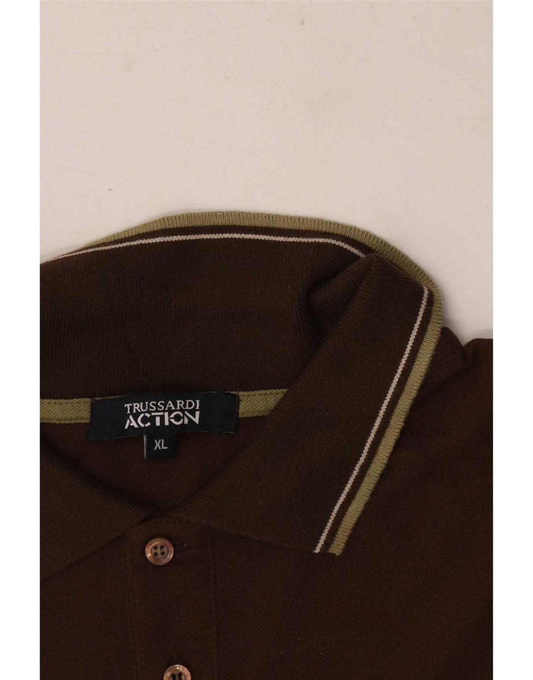 Trussardi herre poloshirt XL brun stribet