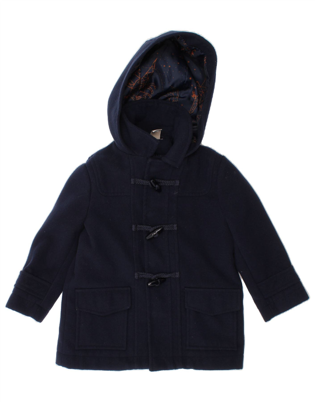 MONSOON Girls Hooded Duffle Coat 3-4 Years Navy Blue Polyester Vintage Monsoon and Second-Hand Monsoon from Messina Hembry 
