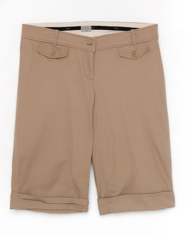 Oasis Womens Casual Shorts UK 14 Large W34 Beige Cotton