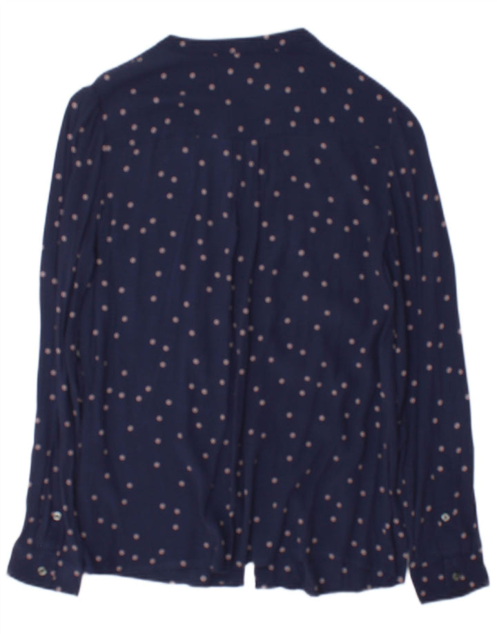 Boden Dame Skjorte Bluse UK 10 Small Navy Blue Spotted Viscose