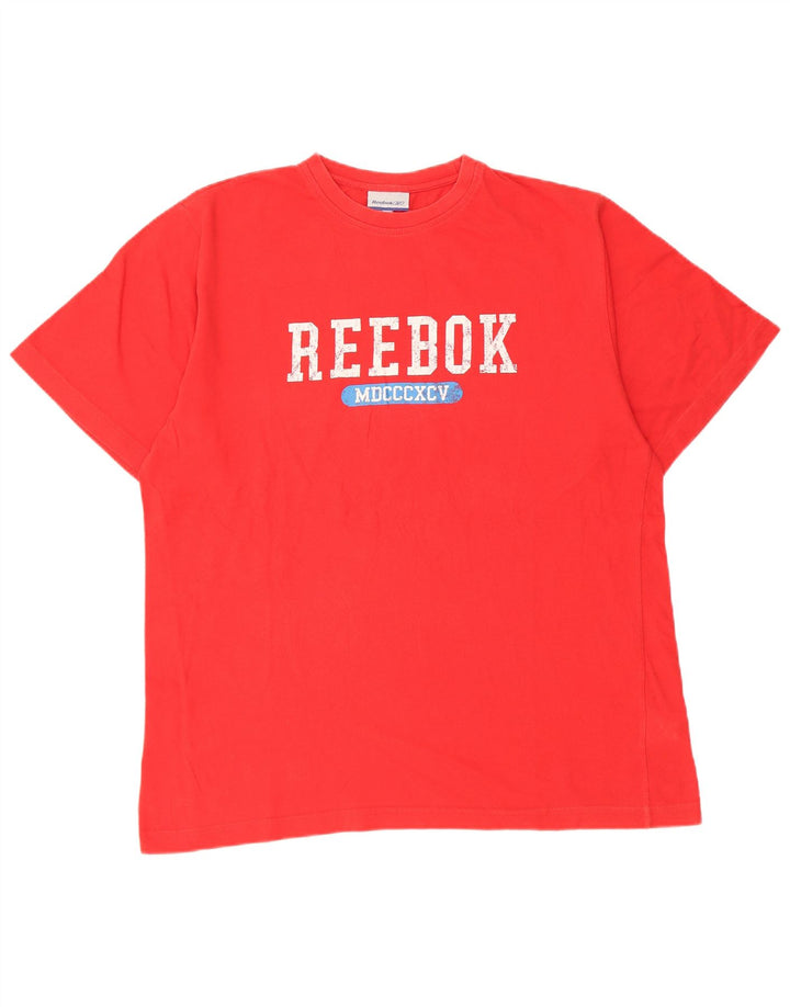 Reebok Herre Grafisk T-Shirt Top Stor Rød Bomuld