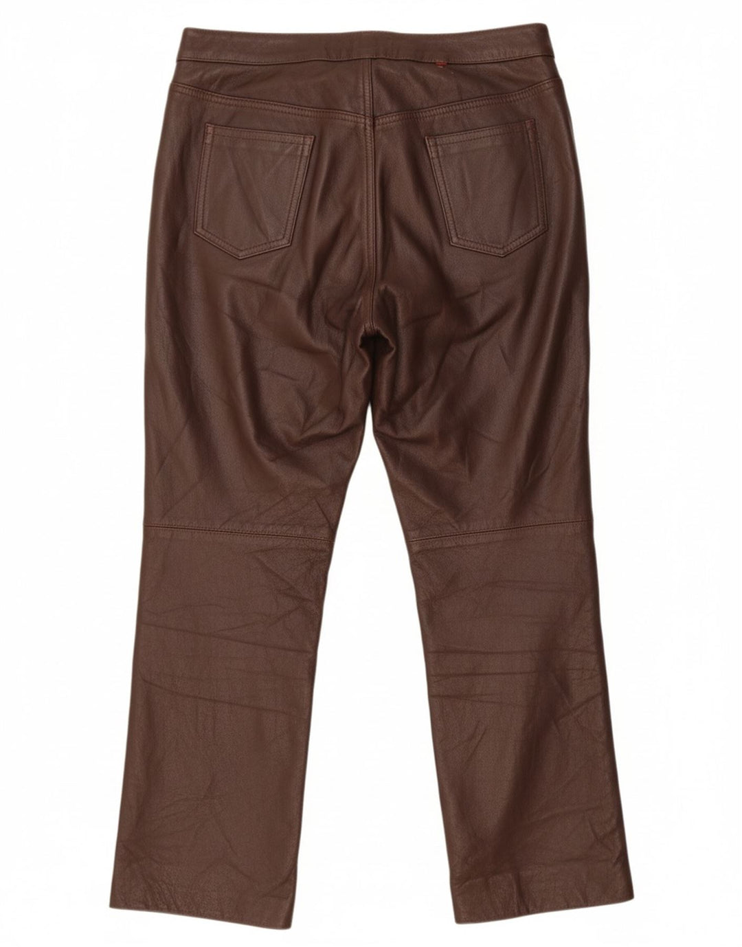 VINTAGE Womens Straight Trousers IT 44 Medium W30 L26 Maroon Leather