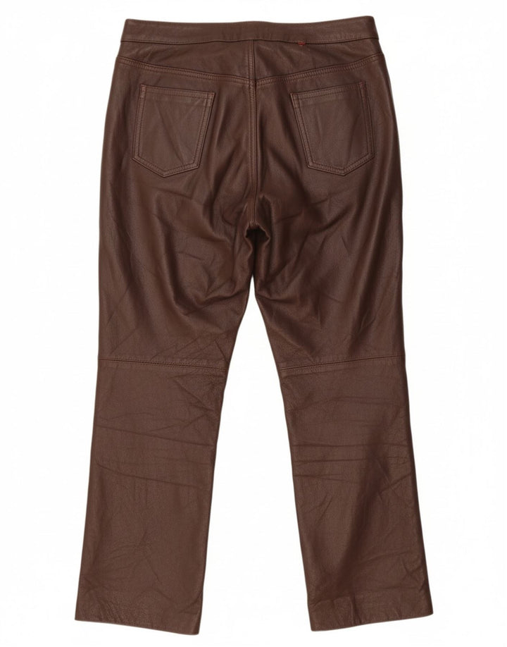 VINTAGE Womens Straight Trousers IT 44 Medium W30 L26 Maroon Leather