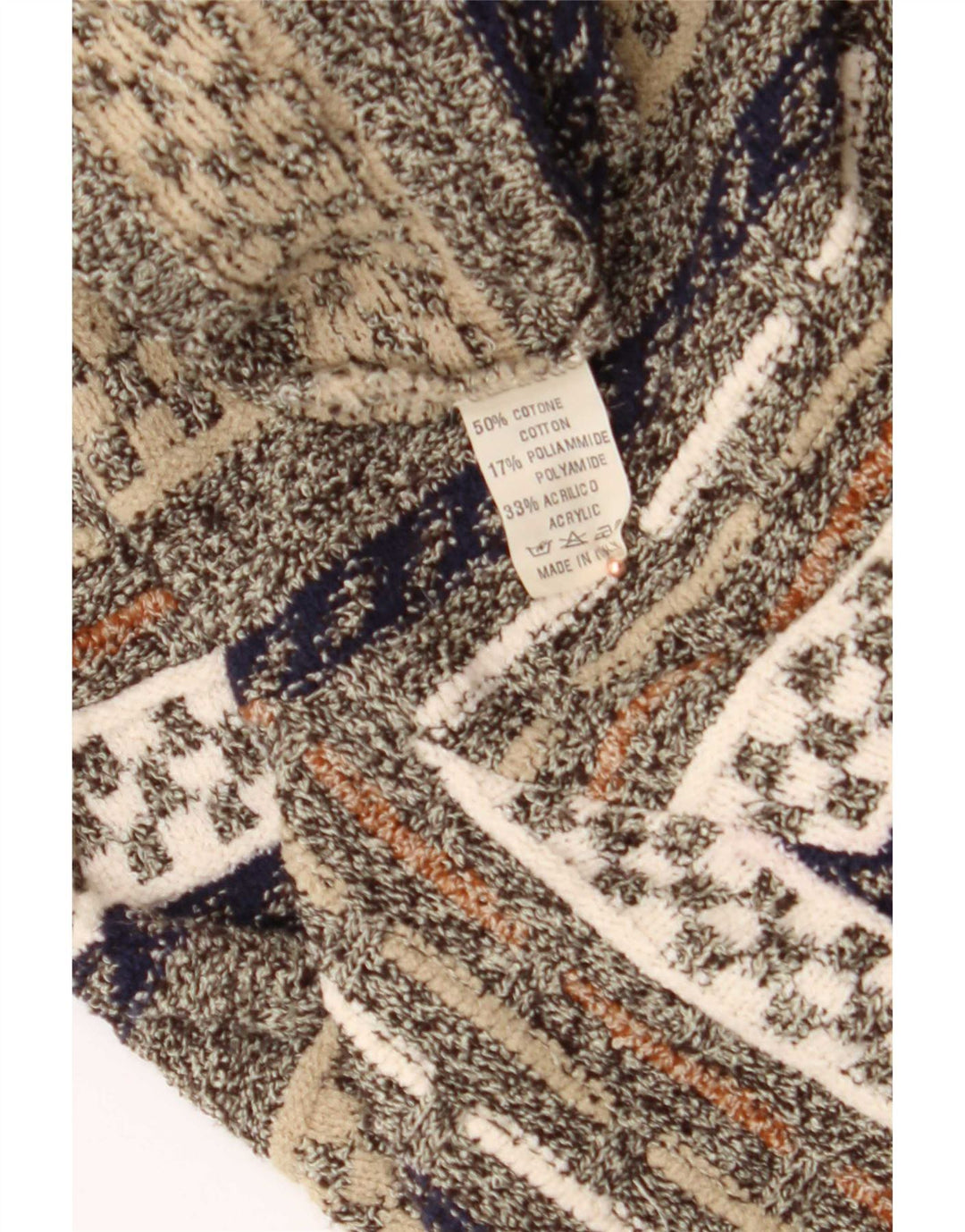 Malagrida Herre V-hals sweater XL Multifarvet geometrisk bomuld