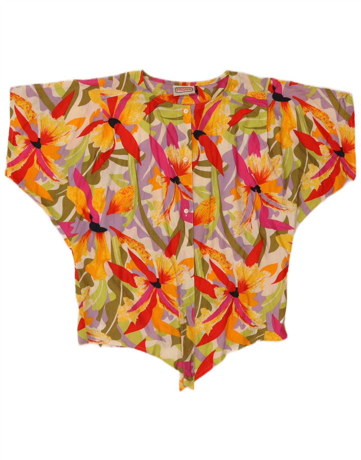 Prisma kortærmet skjortebluse til kvinder IT 42 Medium Flerfarvet blomster