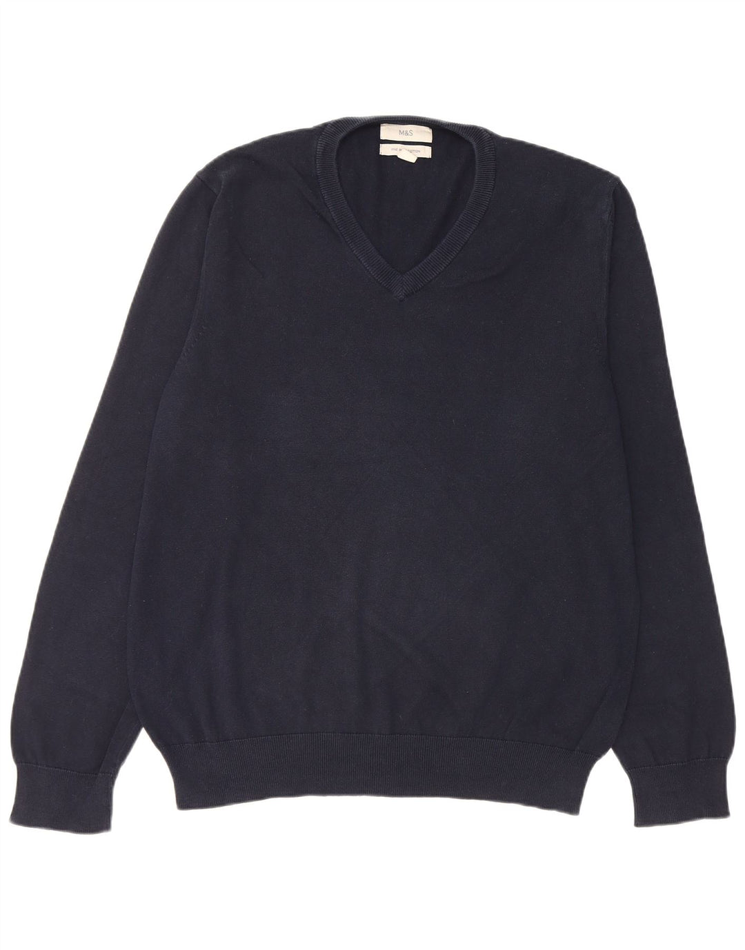 Marks & Spencer Herre V-hals sweater Stor marineblå bomuld