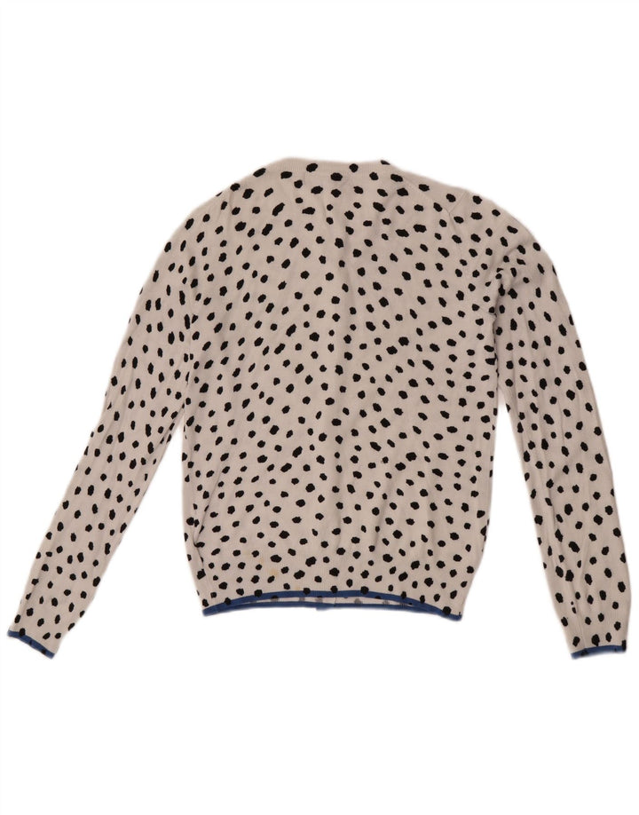 Marks & Spencer Dame Cardigan Sweater UK 10 Small White Spotted Viscose