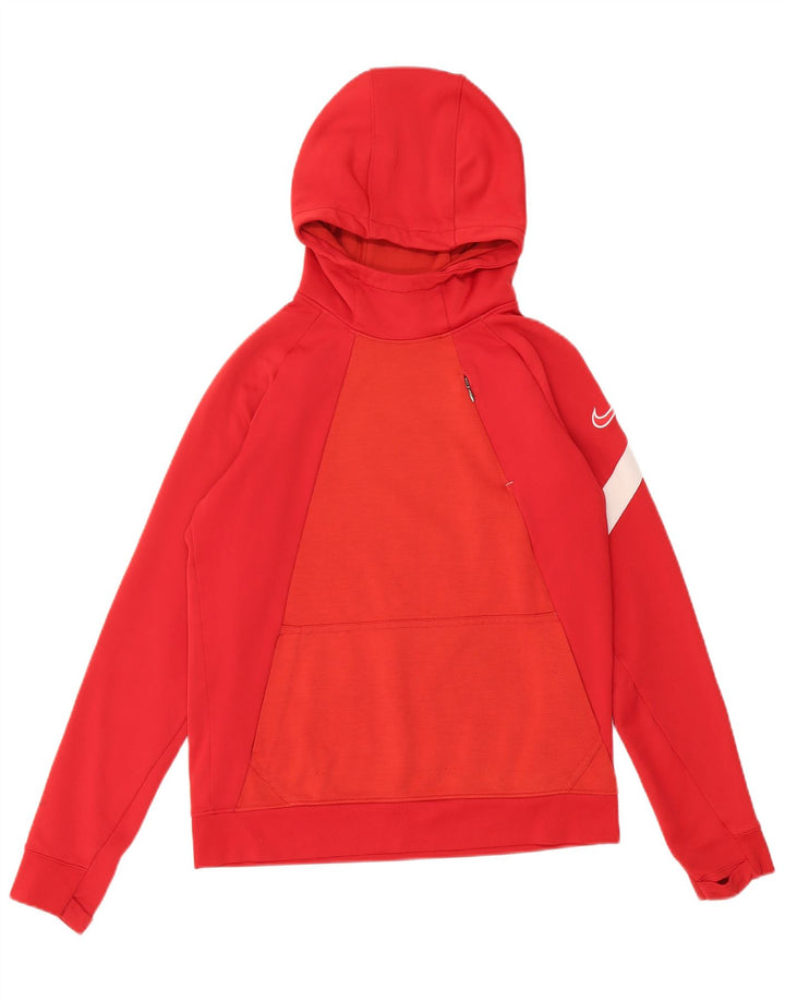 Nike Boys Dri Fit Hoodie Jumper 12-13 år Stor Rød Polyester