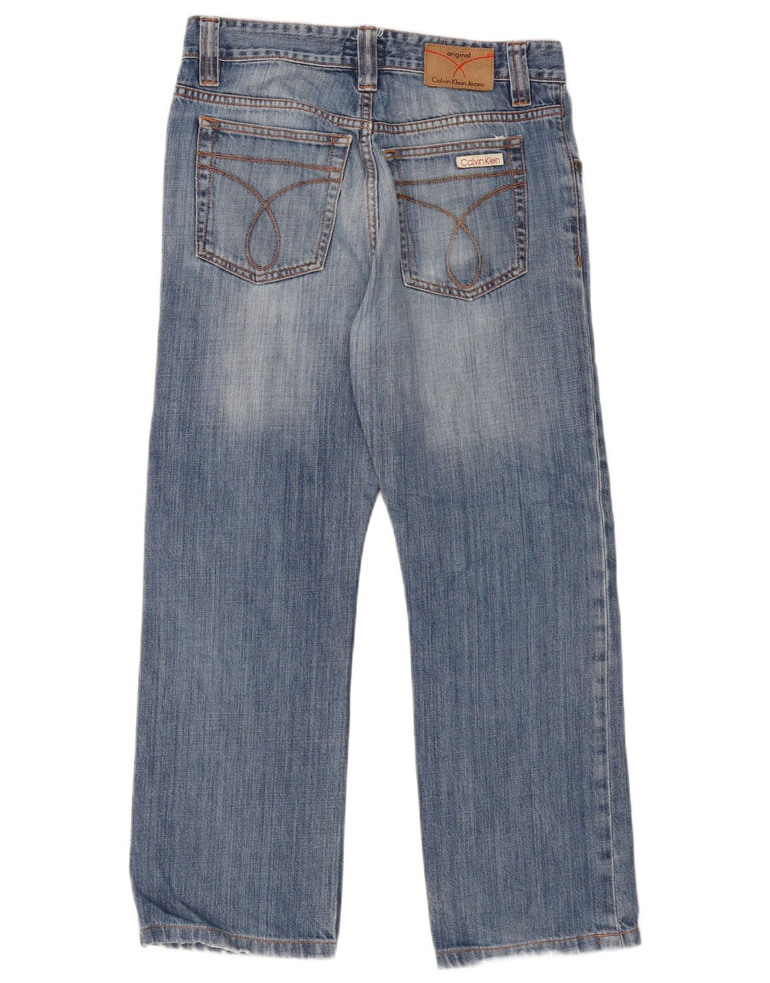 Calvin Klein Dame Distressed Cropped Jeans W30 L26 Blå Bomuld