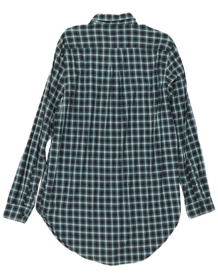 Benetton Herre høj flannelskjorte Stor marineblå Gingham