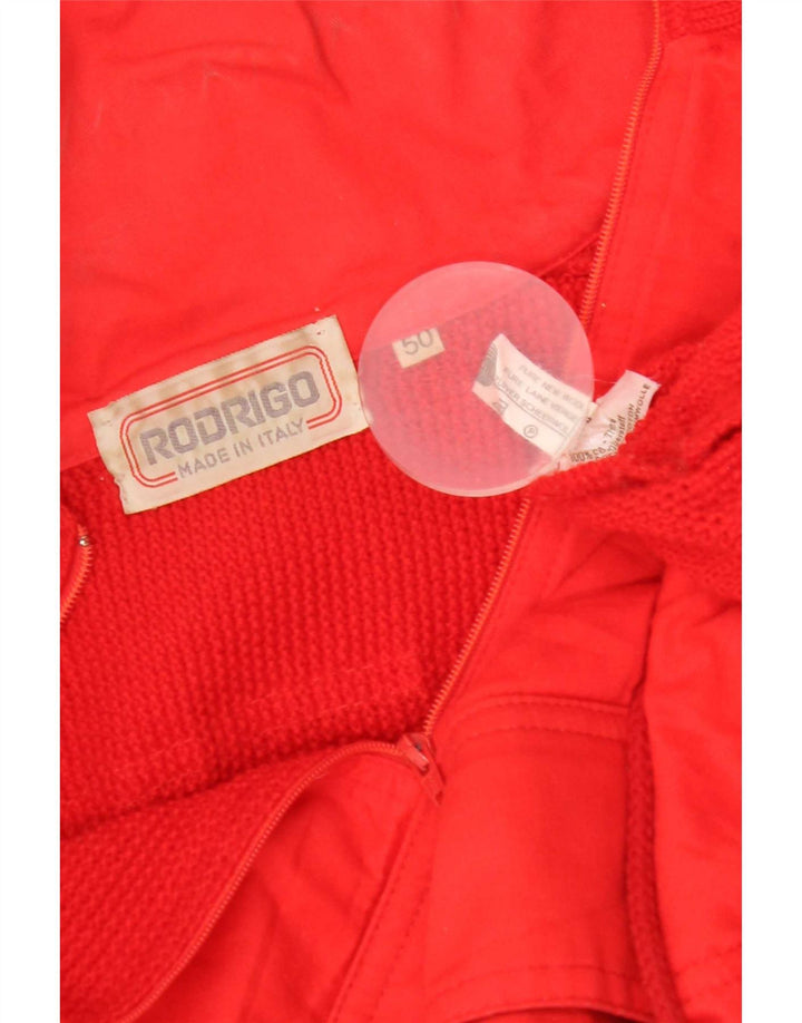Rodrigo Herre Anorak Zip Neck Jumper Sweater IT 50 Medium Rød Ny Uld