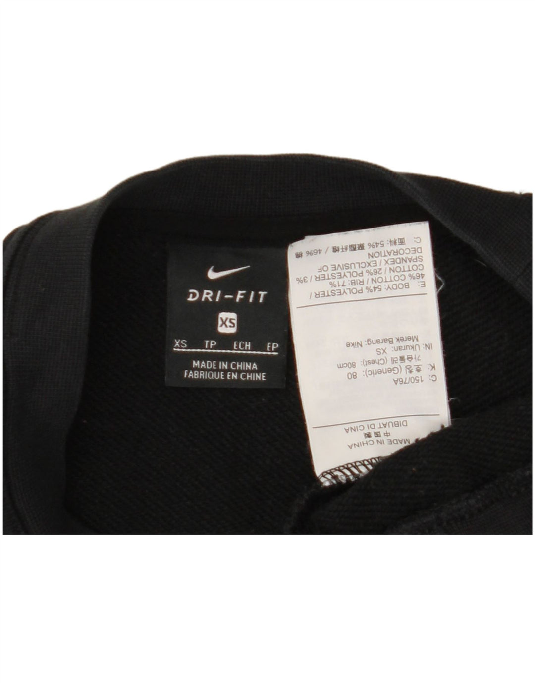 Nike Dame Dri Fit Crop Sweatshirt Jumper UK 6 XS Sort Polyester