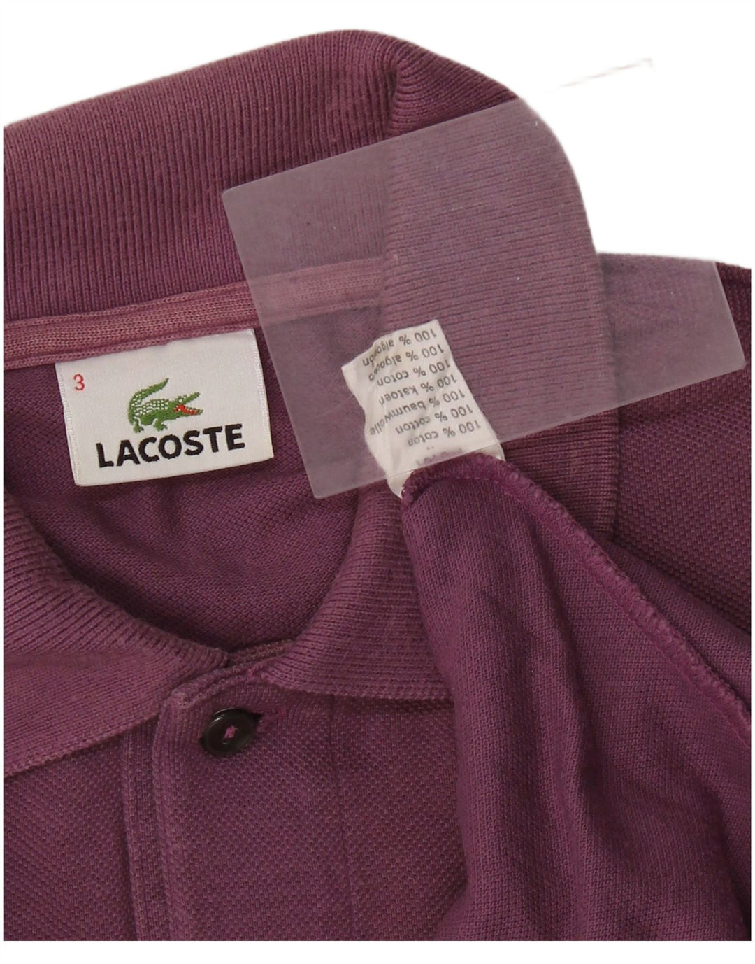 Lacoste herre poloshirt størrelse 3 Lille lilla bomuld