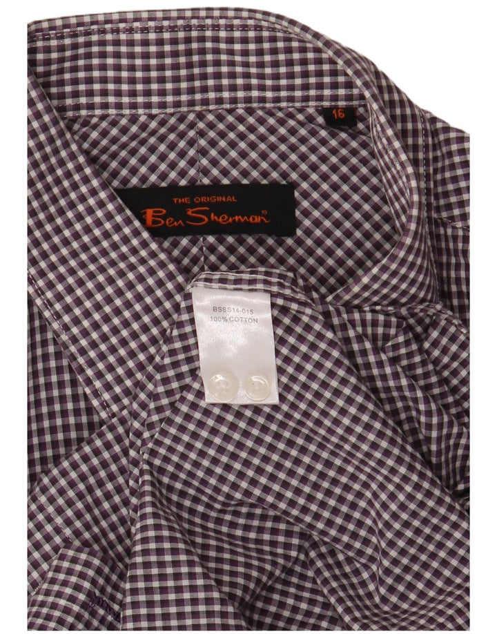 Ben Sherman herreskjorte str. 16 Large Purple Gingham Cotton
