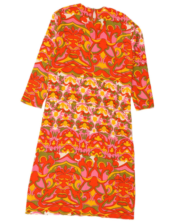 Vintage kvinders 3/4 ærmer Shift Dress UK 12 Medium Red Floral