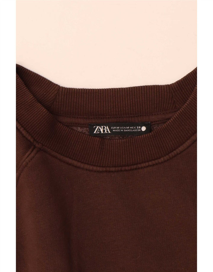 Zara Dame Sweatshirt Jumper UK 14 Medium Brun Bomuld