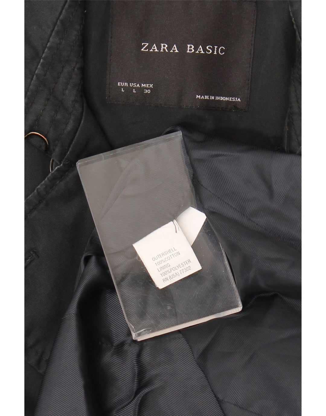 Zara Trench Coat til kvinder UK 16 Stor sort bomuld