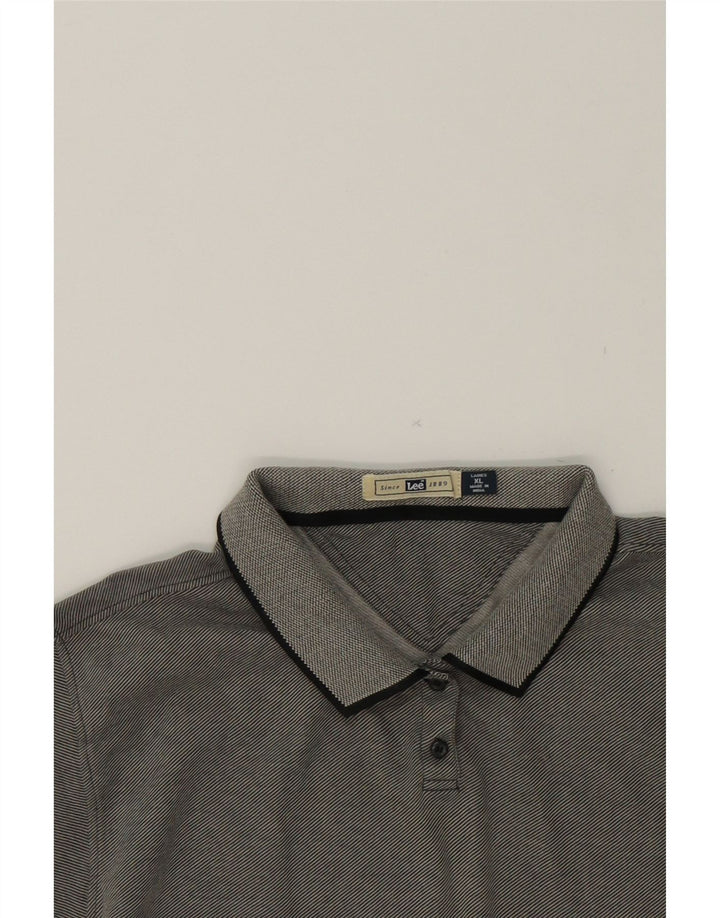 LEE Womens Polo Shirt UK 18 XL Grey Pinstripe Vintage Lee and Second-Hand Lee from Messina Hembry 