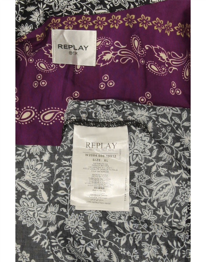 REPLAY Dame Wrap Shirt Bluse UK 18 XL Multicolored Floral Viscose