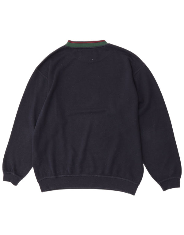 Vintage Herre grafisk Regular Fit Sweatshirt Jumper Stor marineblå bomuld