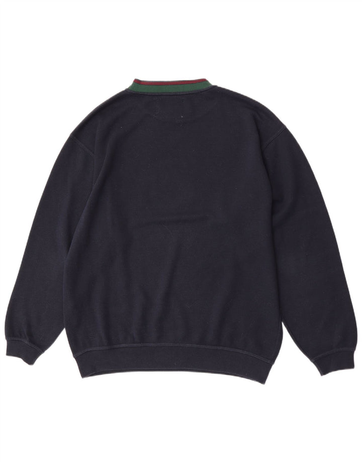 Vintage Herre grafisk Regular Fit Sweatshirt Jumper Stor marineblå bomuld