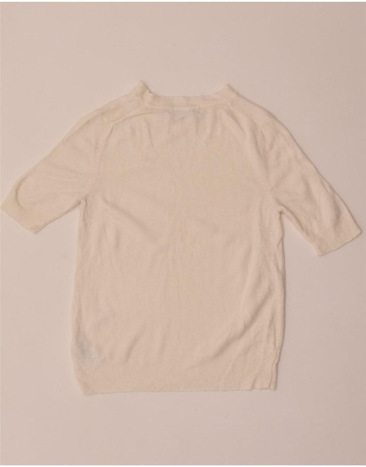 Marks & Spencer Dame Boat Neck Jumper Sweater UK 8 Small Off White