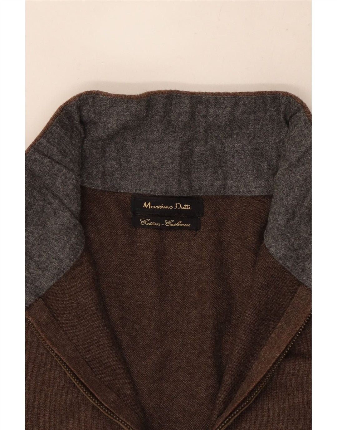 Massimo Dutti Herre lynlås-hals sweater lille brun bomuld