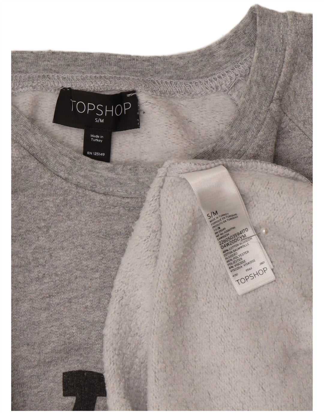 Topshop Herre Grafisk Sweatshirt Jumper Lille Grå Bomuld