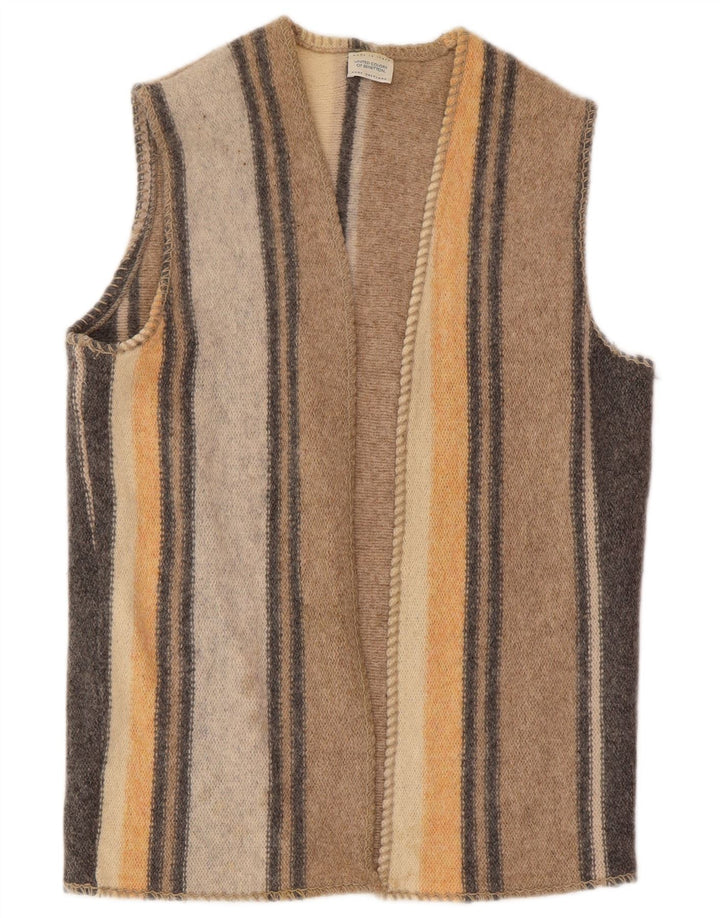 Benetton Dame Ærmeløs Cardigan Sweater UK 16 Stor Flerfarvet Uld