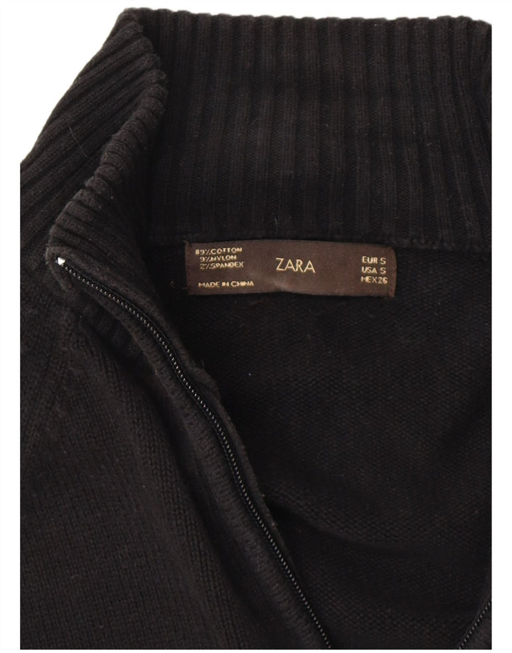 ZARA cardigan sweater til kvinder UK 8 Lille sort bomuld