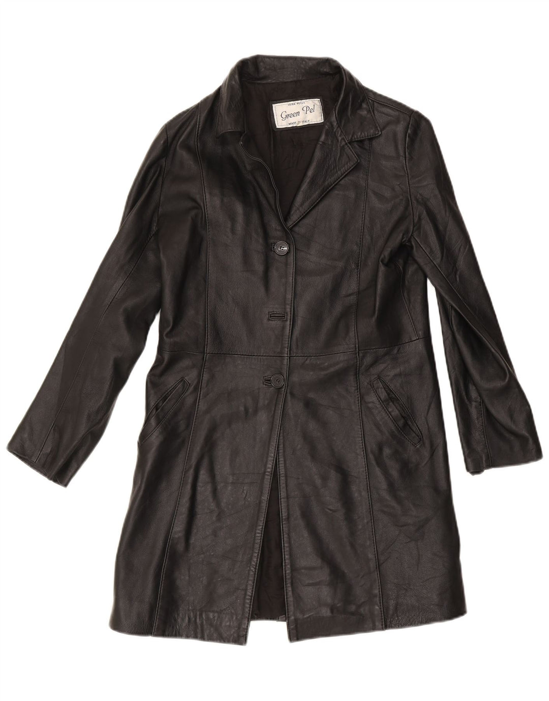 Vintage læderfrakke til kvinder IT 46 Large Black