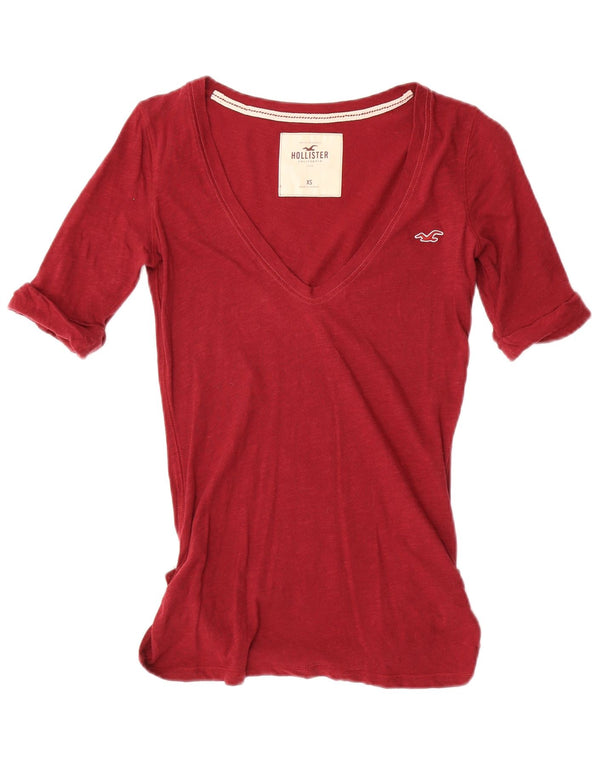 Hollister T-shirt top til kvinder UK 6 XS rød bomuld