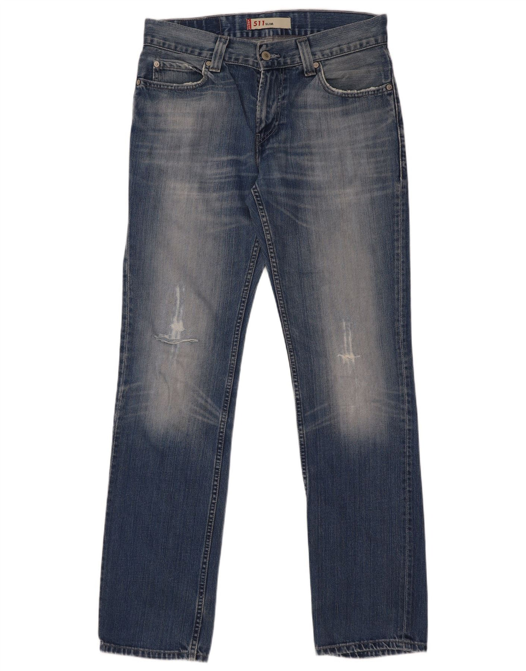 Levi's Herre 511 Distressed Slim Jeans W33 L34 Blå Bomuld