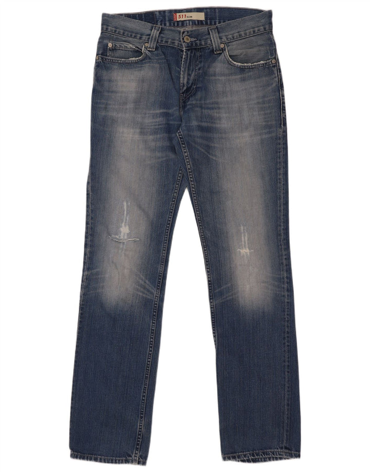 Levi's Herre 511 Distressed Slim Jeans W33 L34 Blå Bomuld