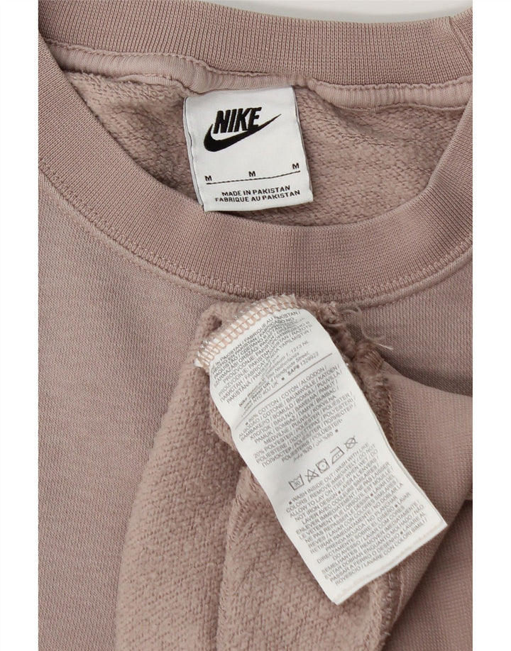 Nike Womens Crop Oversized Sweatshirt Jumper UK 14 Medium Pink Bomuld